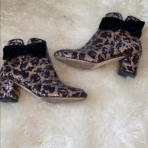 Kate Spade ♠️ black & gold Langley Bow Booties - Picture 4 of 8